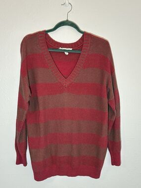 bcbgeneration Red size Small S Oversized Striped Sweater vneck